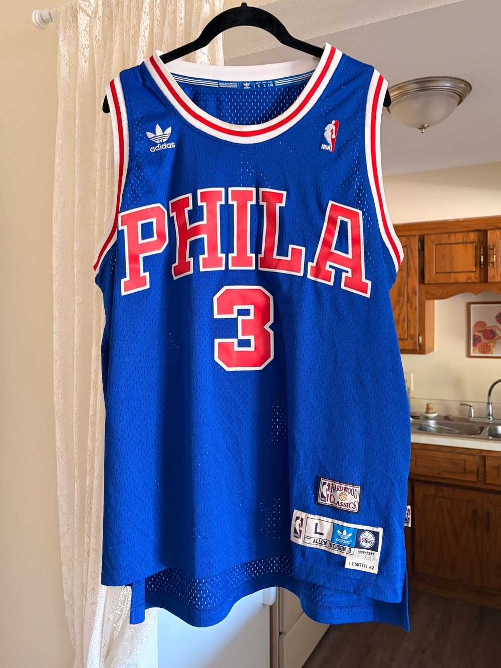 Allen Iverson #3 76ers Hardwood Classics Jersey Size L